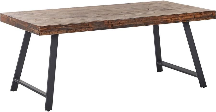 Beliani Eettafel WARTON Donkerbruin 180 cm 90 cm Dennenhout