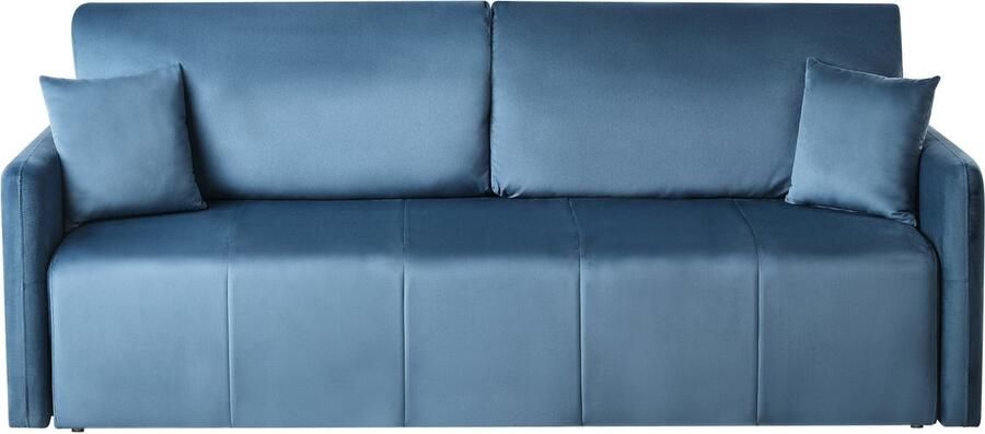 Beliani EGGE Driezitsbank Blauw Fluweel