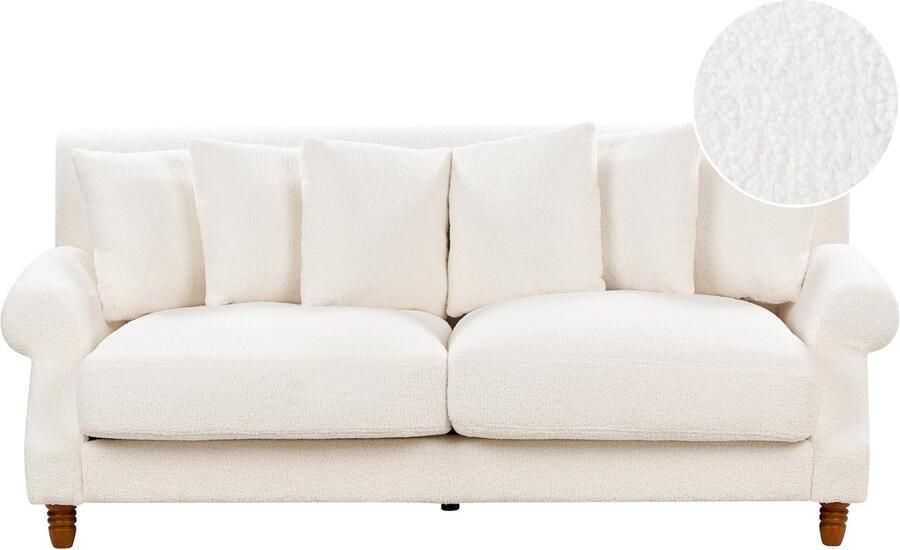 Beliani EIKE Tweezitsbank Gebroken wit Bouclé