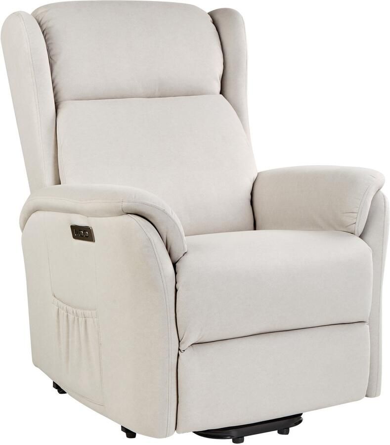 Beliani ELEGY Verstelbare fauteuil Lichtbeige Polyester