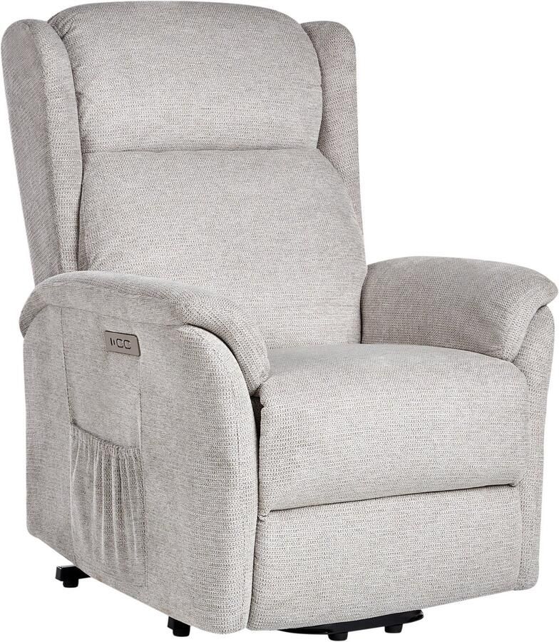 Beliani ELEGY Verstelbare fauteuil Lichtgrijs Polyester
