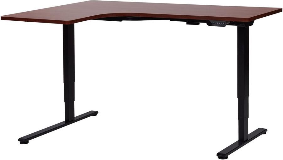 Beliani Elektrisch verstelbaar hoekbureau links DESTINES Bruin zwart 160 cm 109 cm Linkerzijde