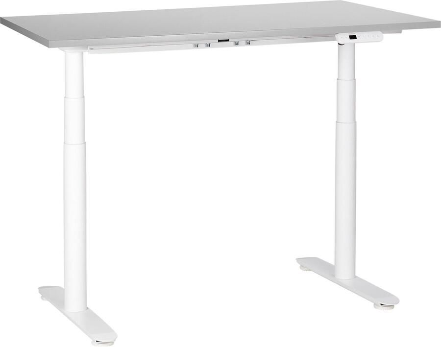 Beliani Elektrisch verstelbaar sta-bureau DESTINAS Grijs wit 120 cm 72 cm