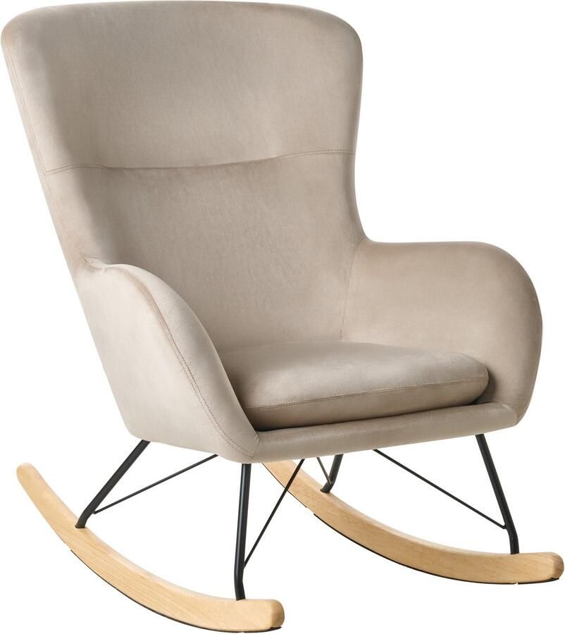 Beliani ELLAN Schommelfauteuil-Beige-Fluweel