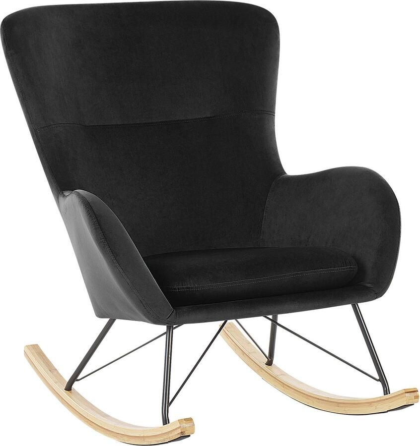 Beliani ELLAN Schommelfauteuil-Lichte houtkleur-Fluweel