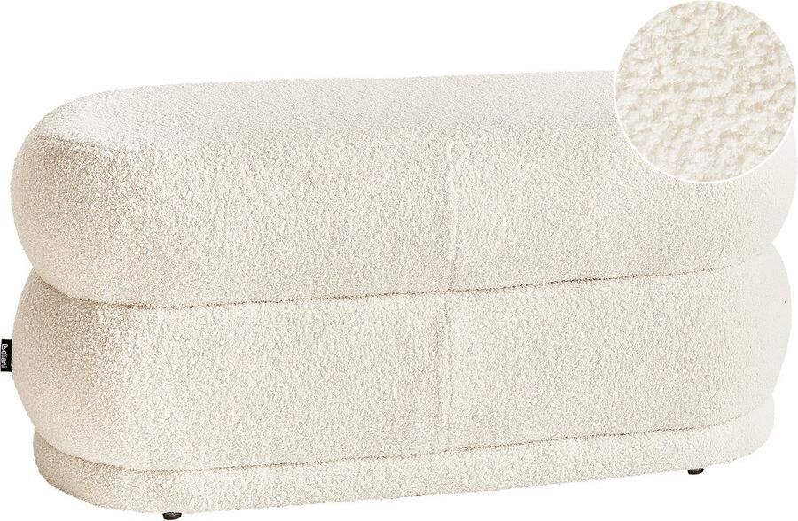 Beliani ELLENDALE Voetenbank Gebroken wit Bouclé - Foto 2