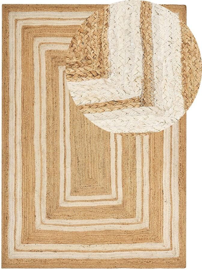 Beliani -ELMALI-Laagpolig vloerkleed-Lichtbeige-160 x 230 cm-Jute - Foto 3