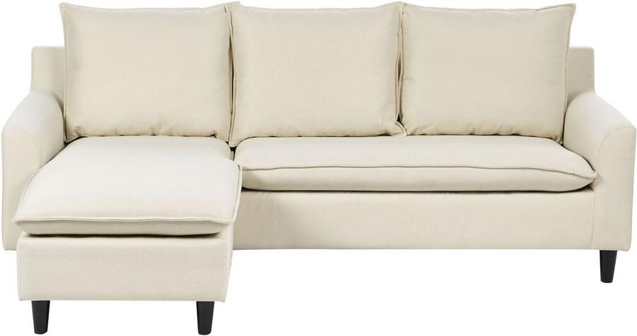 Beliani ELVENES Hoekbank Lichtbeige Rechtszijdig 206 cm Polyester