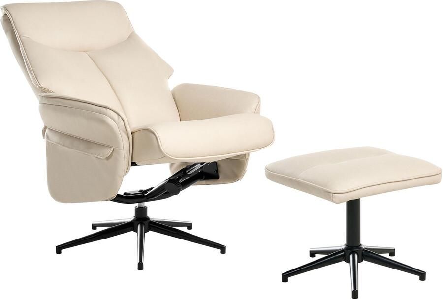 Beliani ERATO Relaxfauteuil met voetenbank Beige Veganistisch leer - Foto 2