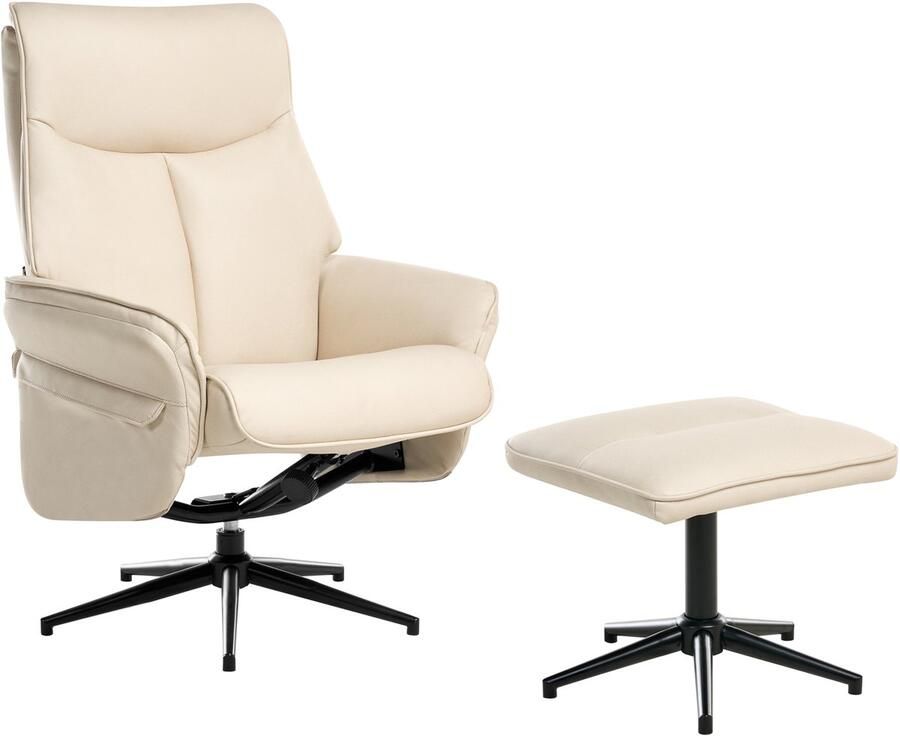 Beliani ERATO Relaxfauteuil met voetenbank Beige Veganistisch leer