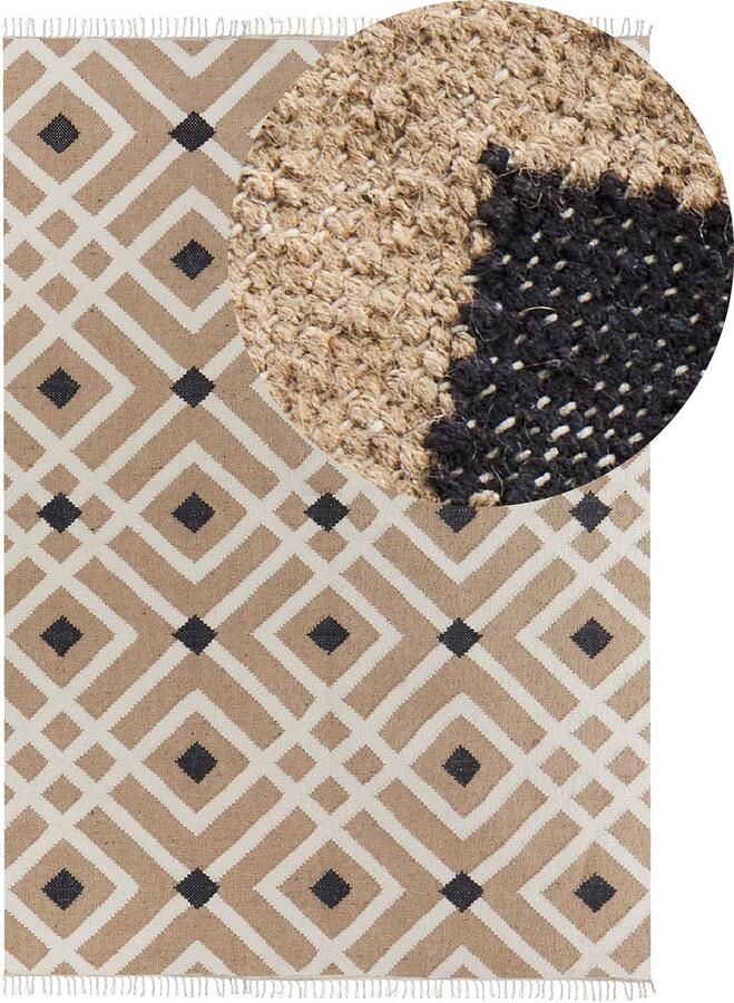 Beliani -ESENCIK-Laagpolig vloerkleed-Lichtbeige-160 x 230 cm-Jute - Foto 2