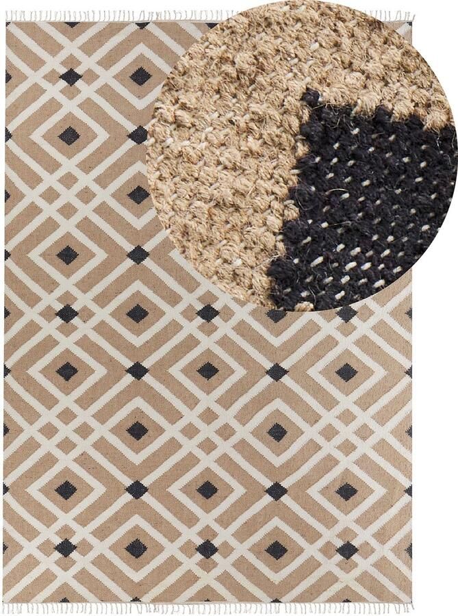 Beliani -ESENCIK-Laagpolig vloerkleed-Lichtbeige-200 x 300 cm-Jute