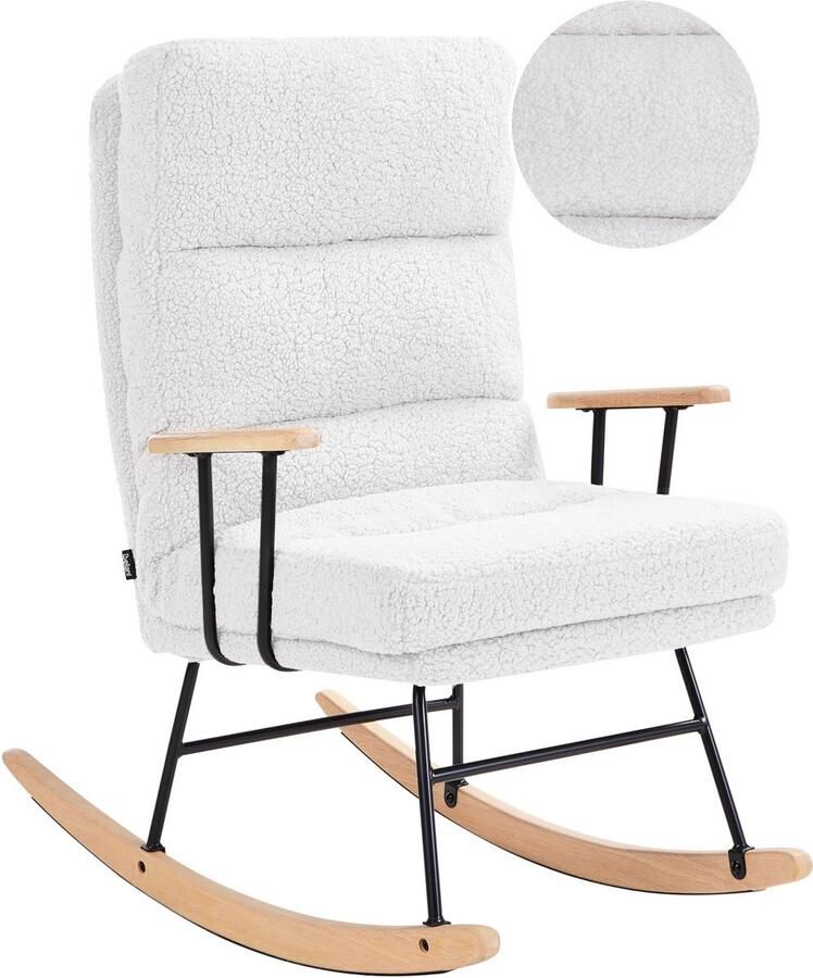 Beliani Schommelstoel ESKELIN Bouclé Gebroken wit