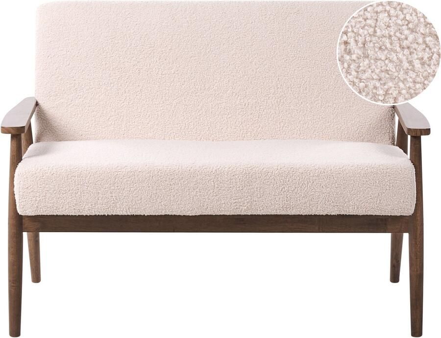 Beliani ESRUM Tweezitsbank Beige Donkerbruin Bouclé