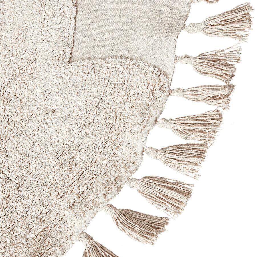 Beliani Vloerkleed kat katoen beige ø 120 cm ETSERI