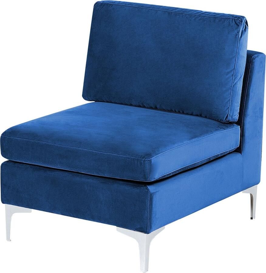 Beliani EVJA 1-zitsbank Marineblauw Fluweel - Foto 2