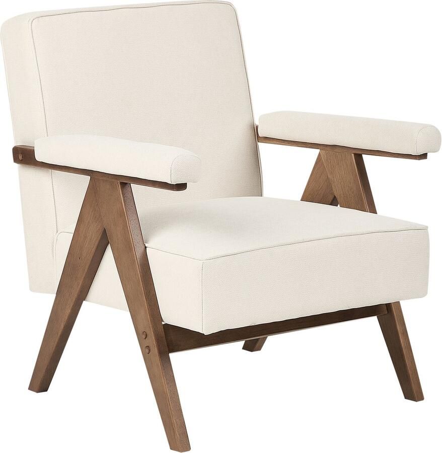 Beliani EVJE Fauteuil-Beige-Polyester Rubberhout