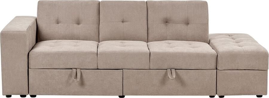 Beliani FALSTER Slaapbank 3-zits Lichtbruin Polyester