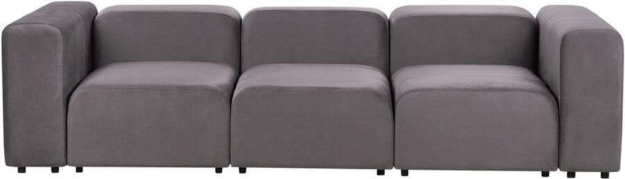 Beliani Modulaire bank FALSTERBO Fluweel Donkergrijs 3-zitter