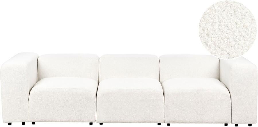 Beliani FALSTERBO Modulaire driezitsbank Wit Bouclé