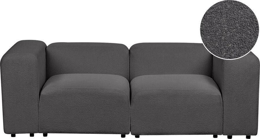 Beliani FALSTERBO Modulaire tweezitsbank Donkergrijs Bouclé