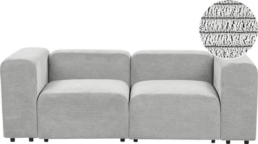 Beliani Modulaire bank FALSTERBO Corduroy Grijs 2-zitter