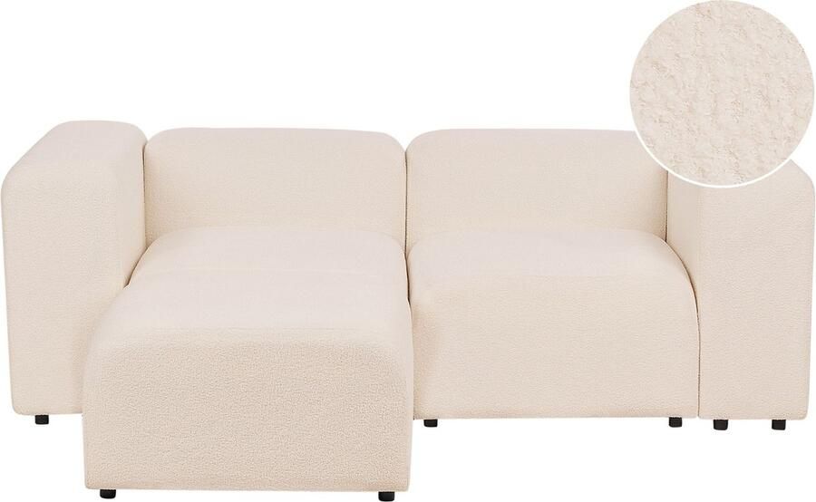 Beliani FALSTERBO Modulaire tweezitsbank met ottomaan Lichtbeige Bouclé
