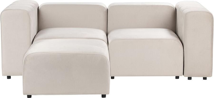 Beliani FALSTERBO Modulaire tweezitsbank met ottomaan Beige Fluweel