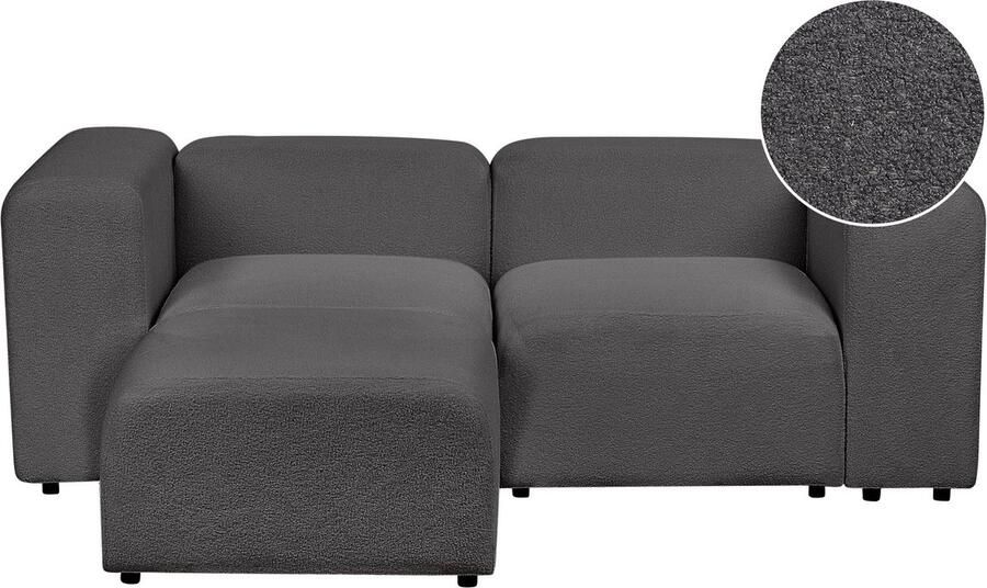 Beliani FALSTERBO Modulaire tweezitsbank met ottomaan Donkergrijs Bouclé