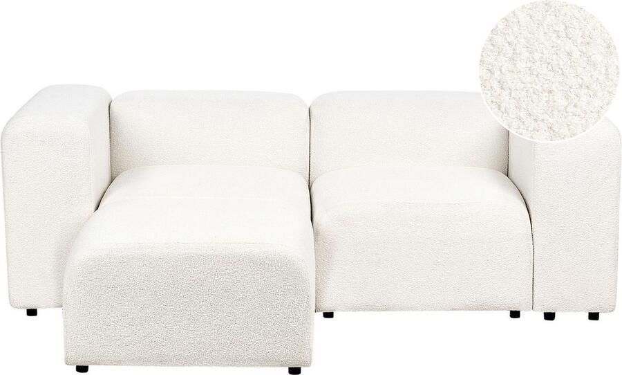 Beliani FALSTERBO Modulaire tweezitsbank met ottomaan Wit Bouclé