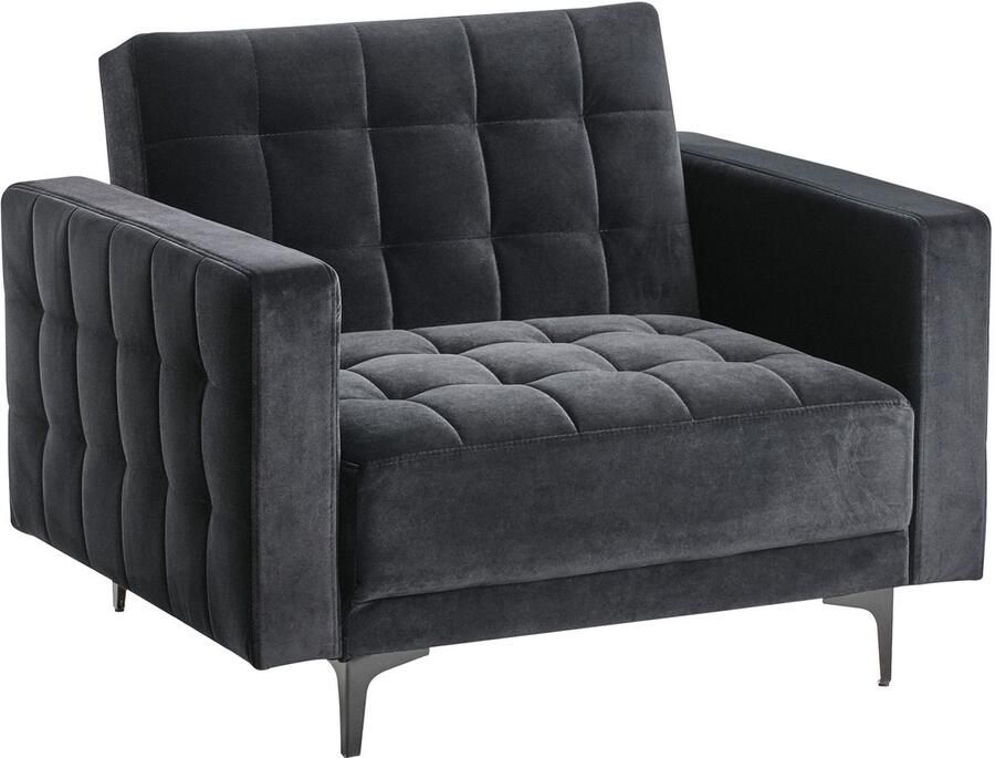 Beliani ABERDEEN Fauteuil Zwart Zwart Fluweel