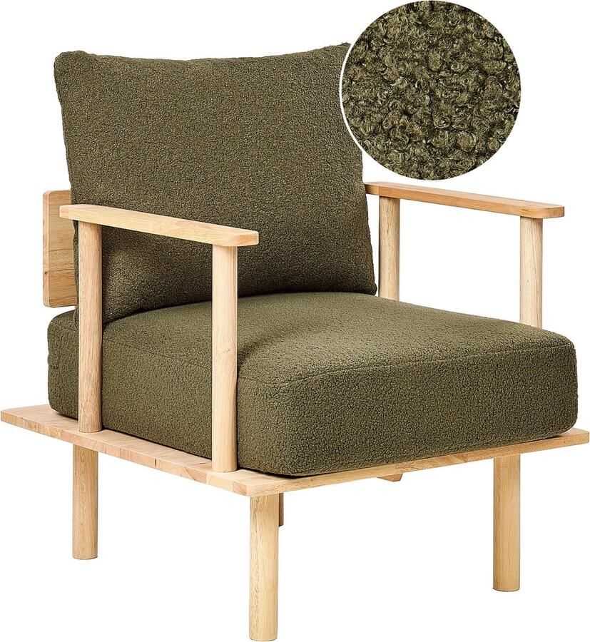 Beliani ASKER Fauteuil Donkergroen Bouclé