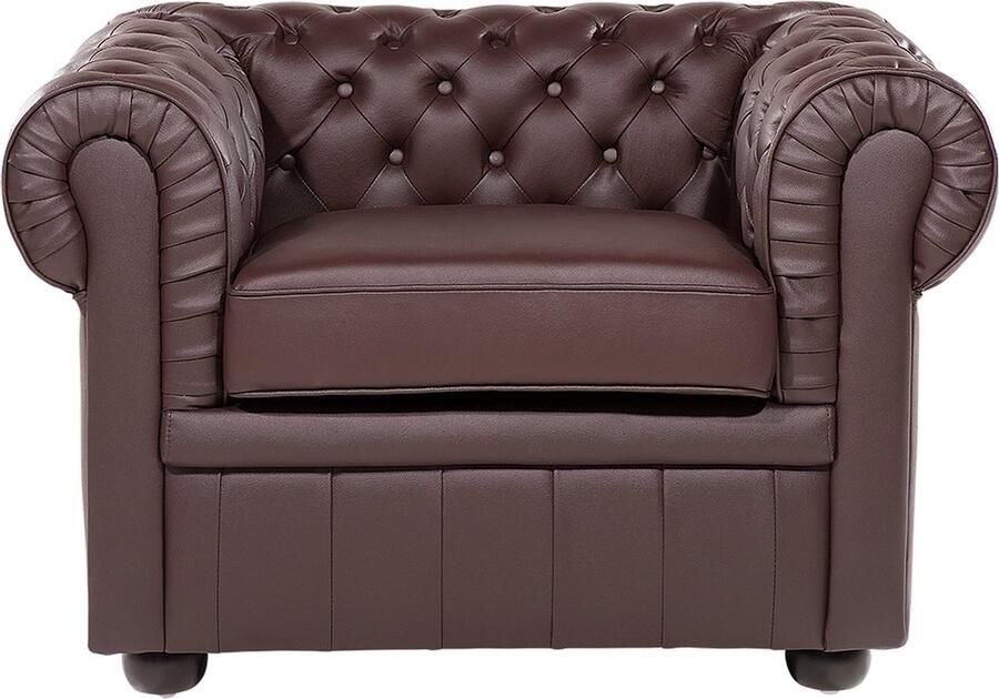 Beliani CHESTERFIELD fauteuil Bruin Leer