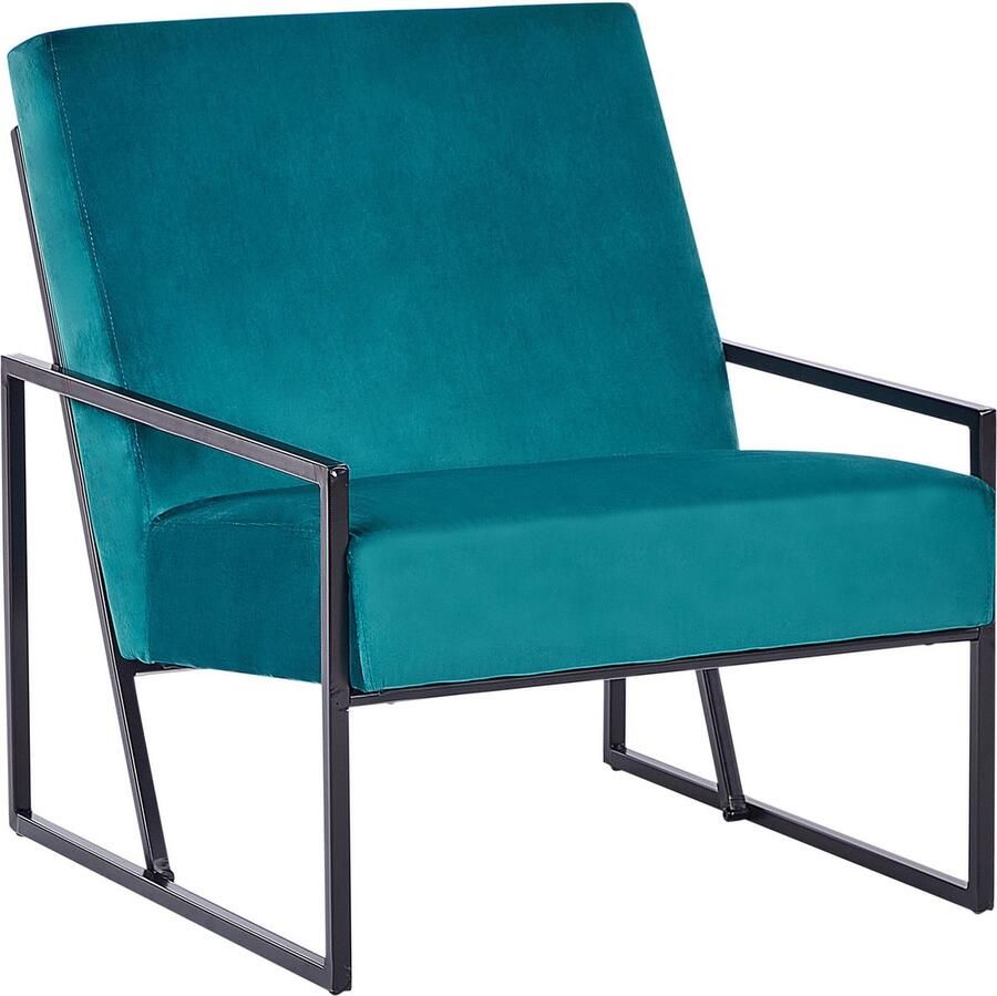 Beliani DELARY Fauteuil Groen Blauw Fluweel