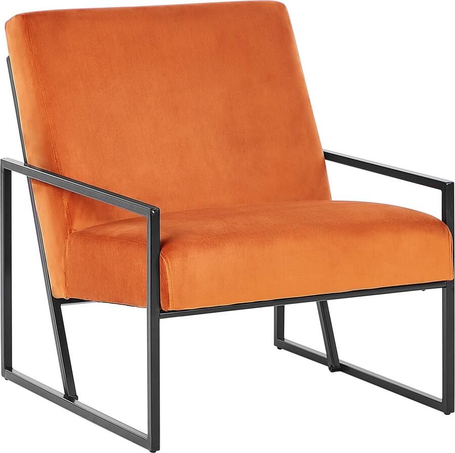 Beliani Fauteuil DELARY Fluweel Oranje