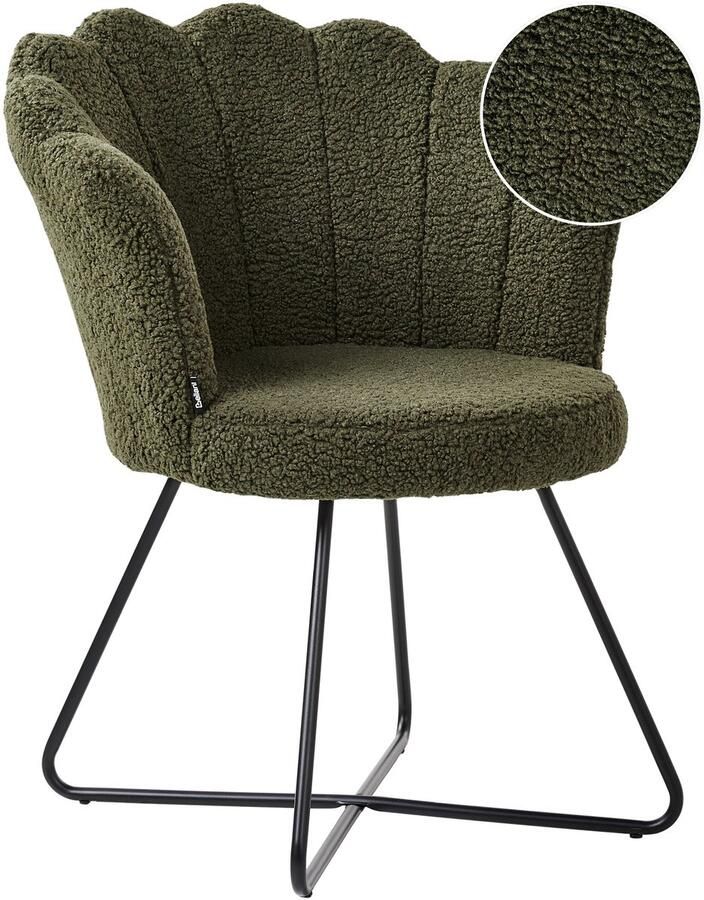 Beliani LOVELOCK Fauteuil Donkergroen Bouclé
