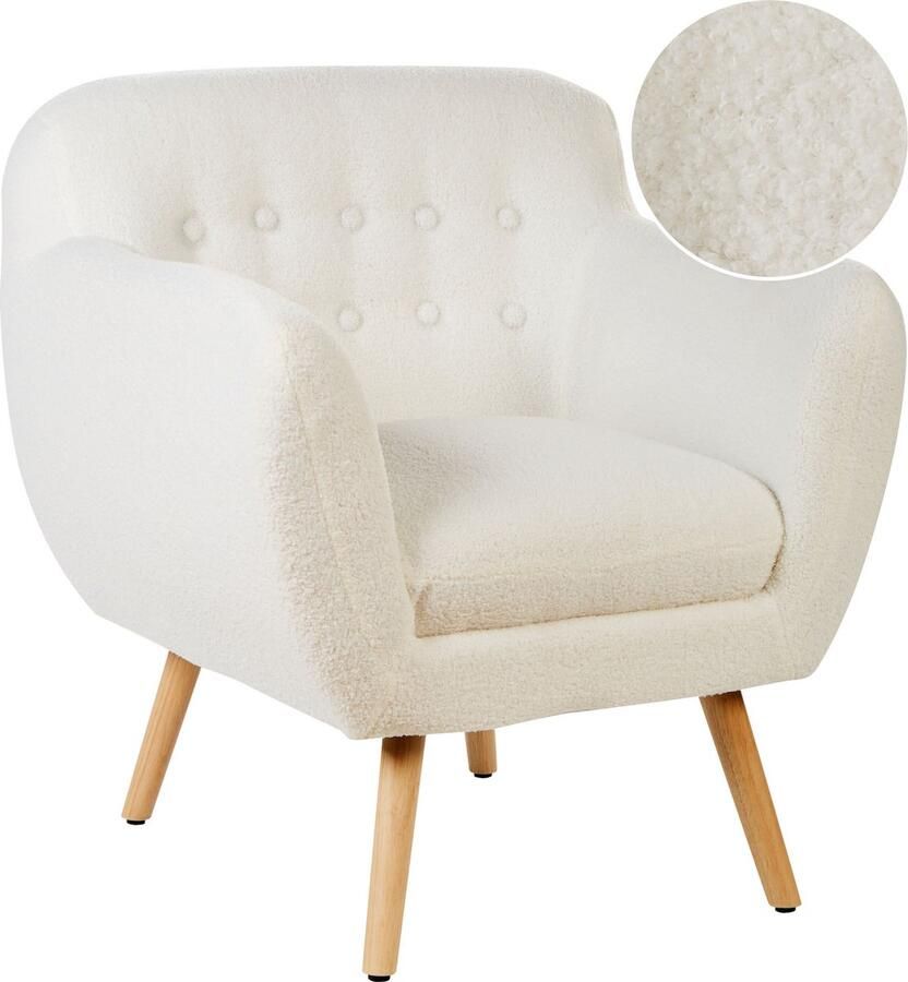 Beliani MELBY Fauteuil Wit Bouclé