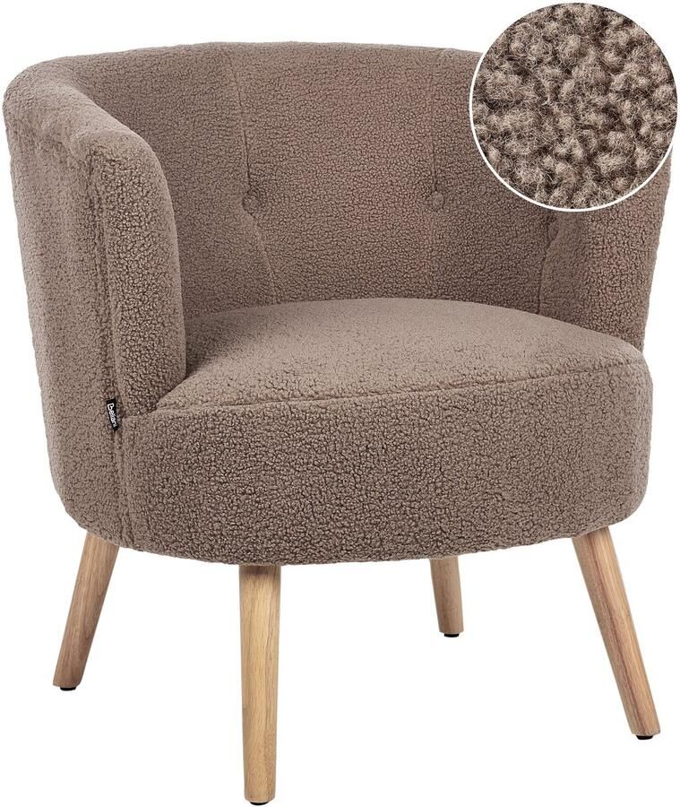 Beliani ODENZEN Fauteuil Bruin Bouclé