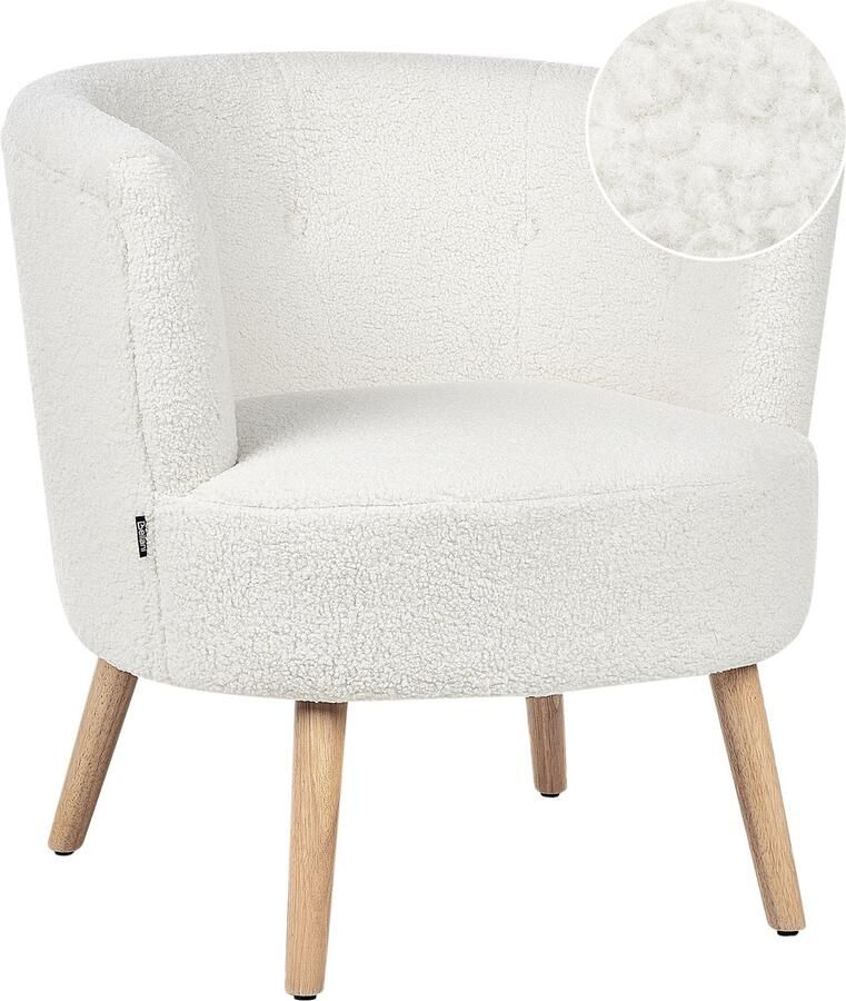 Beliani Fauteuil ODENZEN Bouclé Wit