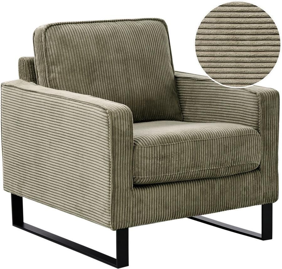 Beliani VIND II Fauteuil Groen Corduroy