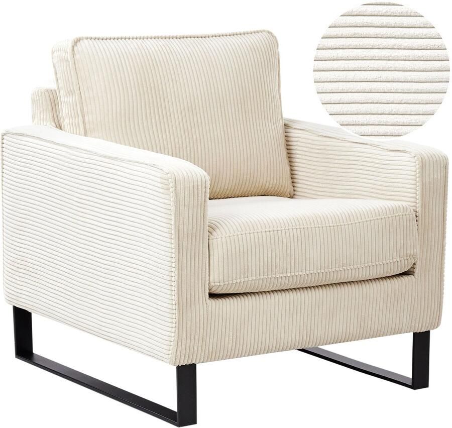 Beliani VIND II Fauteuil Lichtbeige Corduroy