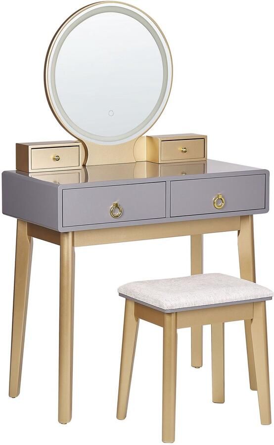 Beliani FEDRY Kaptafel Grijs Goud MDF