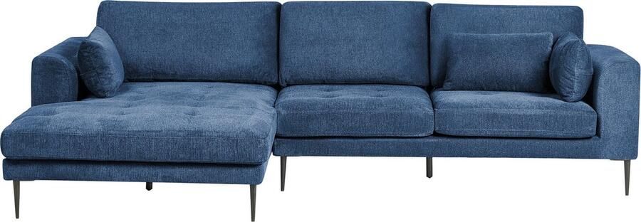 Beliani FLAM Hoekbank Blauw Rechtszijdig Polyester