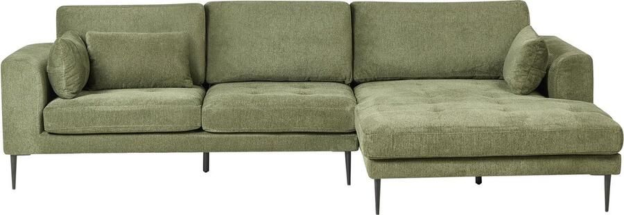 Beliani FLAM Hoekbank Groen Linkszijdig Polyester