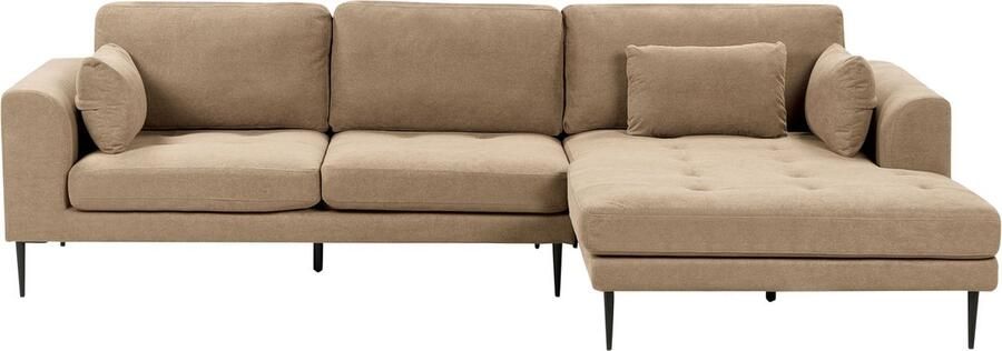 Beliani FLAM Hoekbank Lichtbruin Linkszijdig Polyester