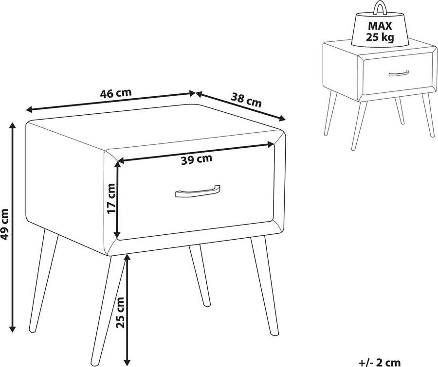 Beliani Nachtkastje met 1 lade FLAYAT Corduroy Lichtgrijs