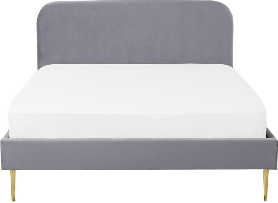 Beliani FLAYAT Tweepersoonsbed Grijs 160 x 200 cm Fluweel