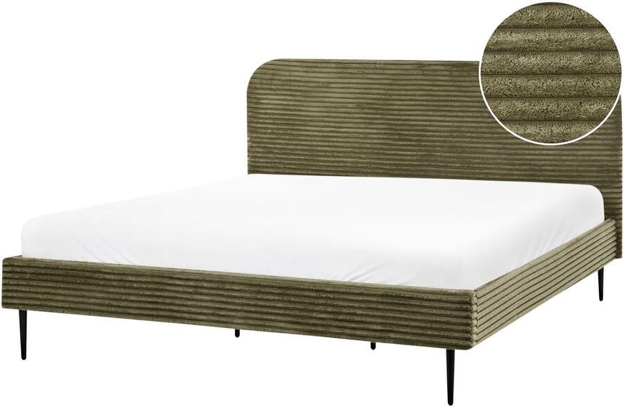 Beliani FLAYAT Tweepersoonsbed Groen 180 x 200 cm Corduroy