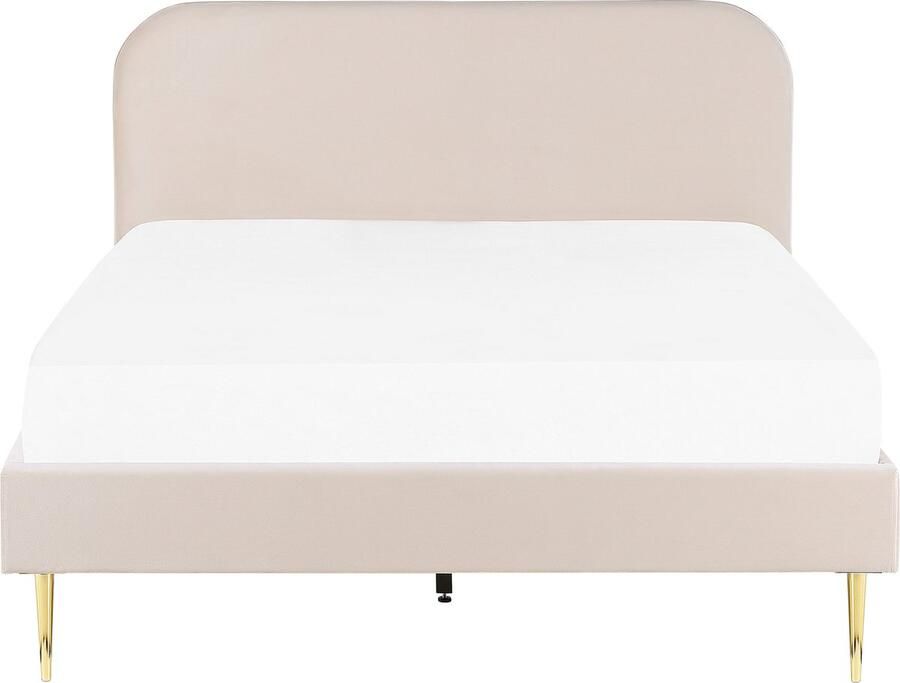 Beliani FLAYAT Tweepersoonsbed Lichtbeige 160 x 200 cm Fluweel