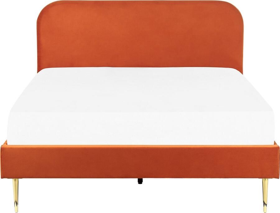 Beliani FLAYAT Tweepersoonsbed Oranje 160 x 200 cm Fluweel